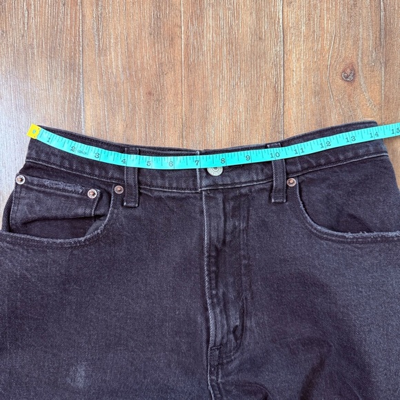 Abercrombie & Fitch Ultra High Rise Wide leg Jeans Black Torn Ripped Knee Baggy - Picture 4 of 13